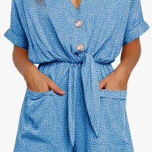 Blue and White Romper